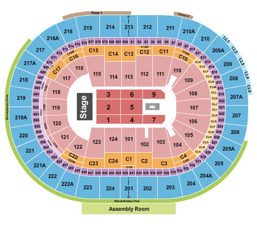 Xfinity Mobile Arena Rush Seating Chart